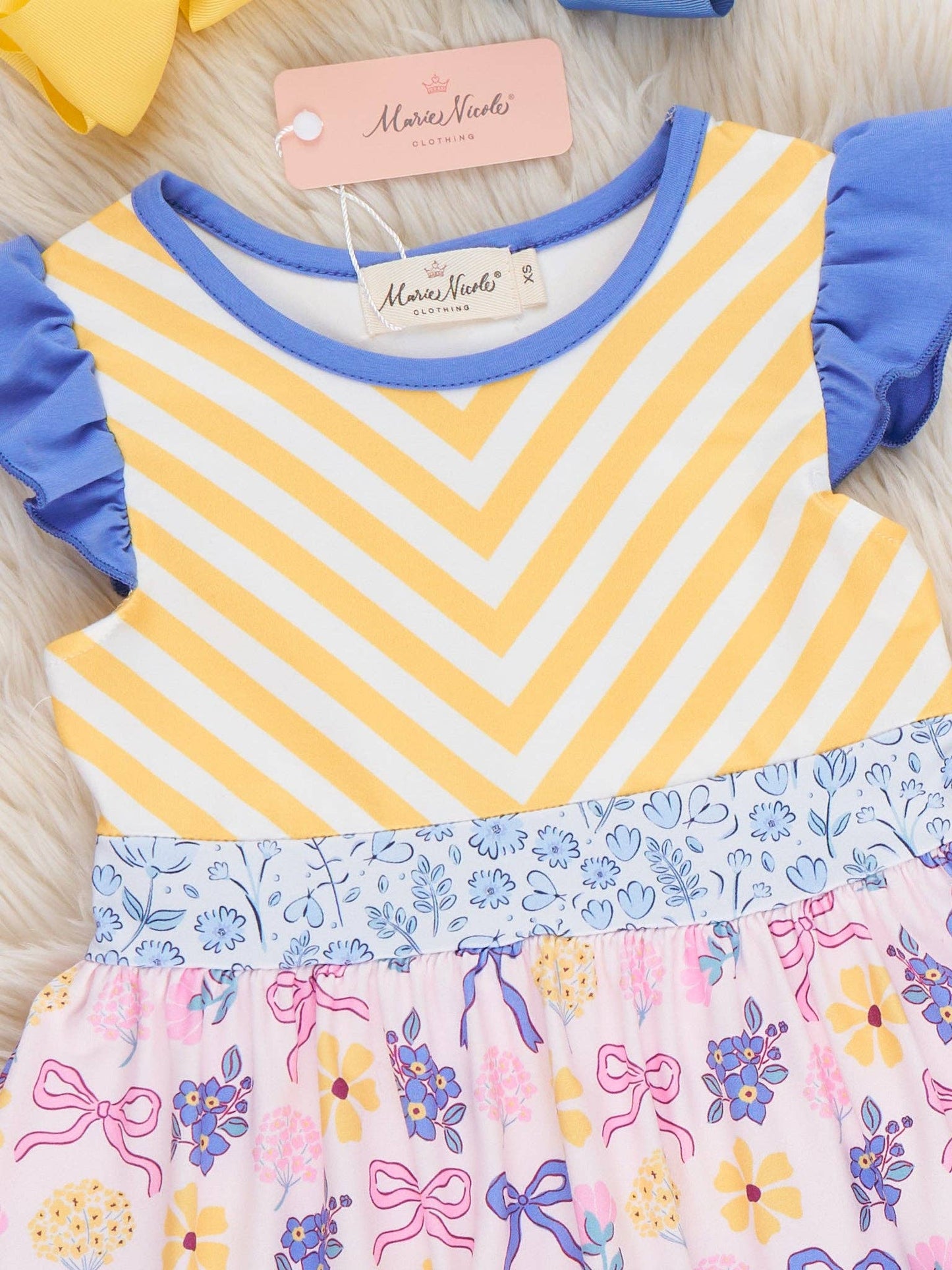 Sunny Striped Floral Ruffle Dress: XXL(6yrs)