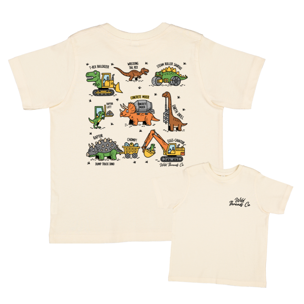 Dinosaur Construction Tee: Chill Blue 5/6