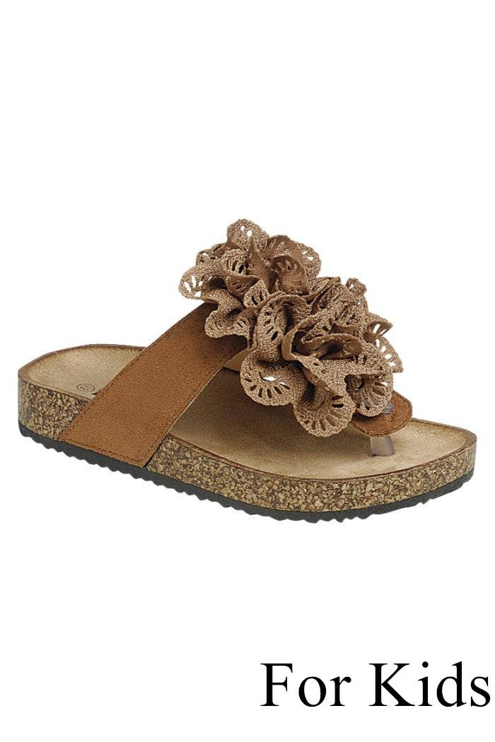 Kids Flip Flop Sandal Shoes FL-BACON-58K: TAUPE / E18