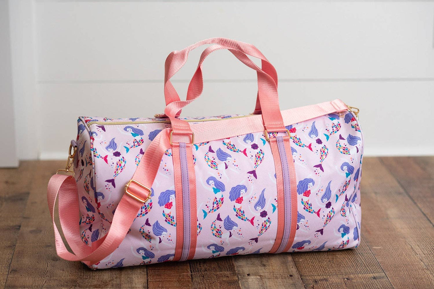 Kids Pink & Purple Mermaid Weekender Swim Travel Bag: One Size