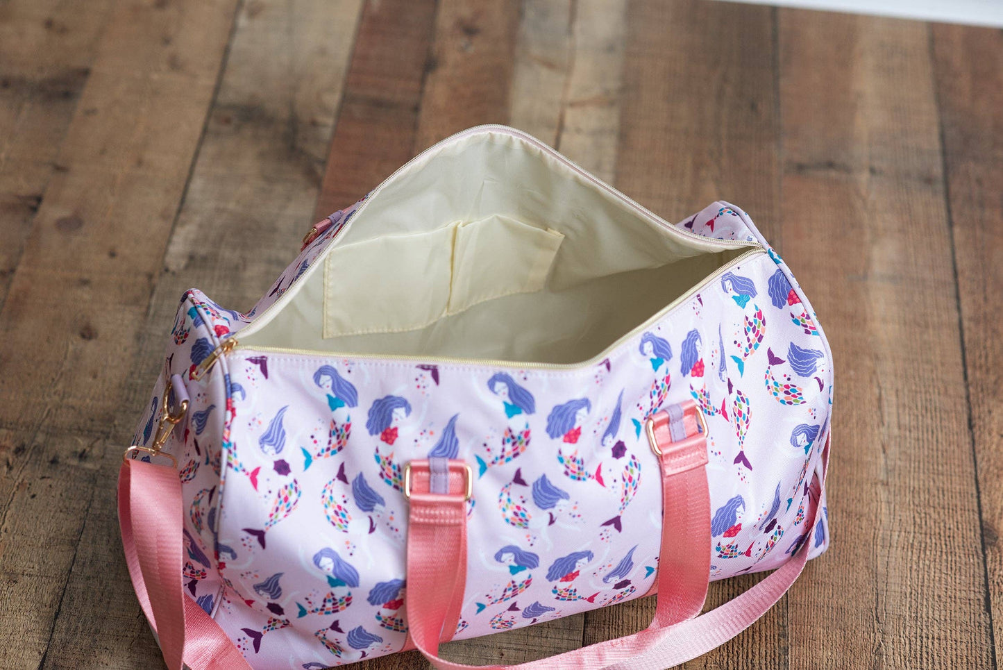 Kids Pink & Purple Mermaid Weekender Swim Travel Bag: One Size