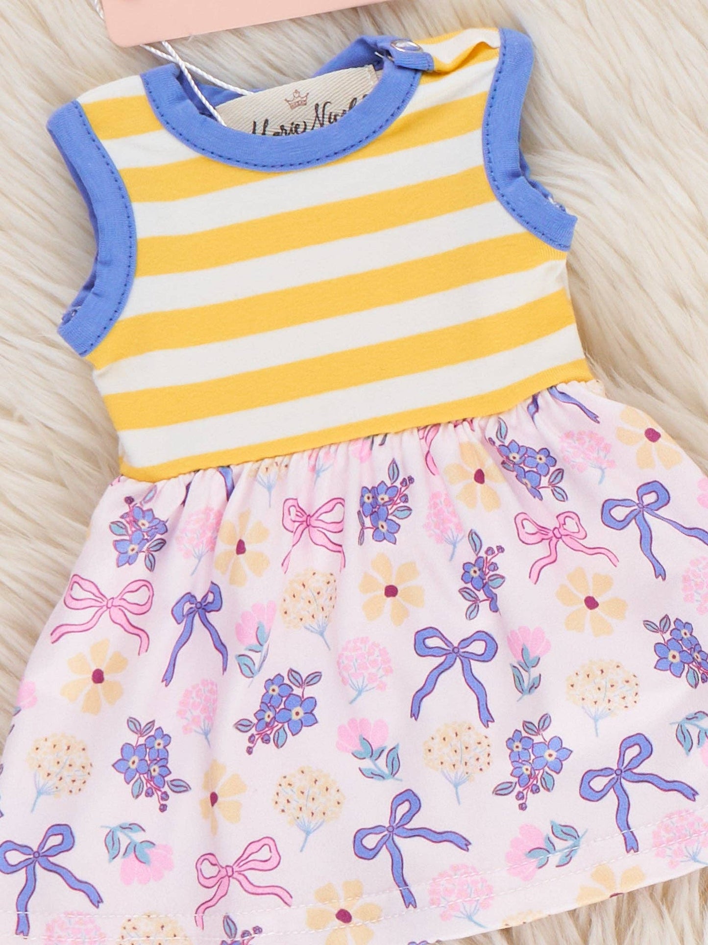 Sunny Striped Floral Ruffle Baby Doll Dress: OS