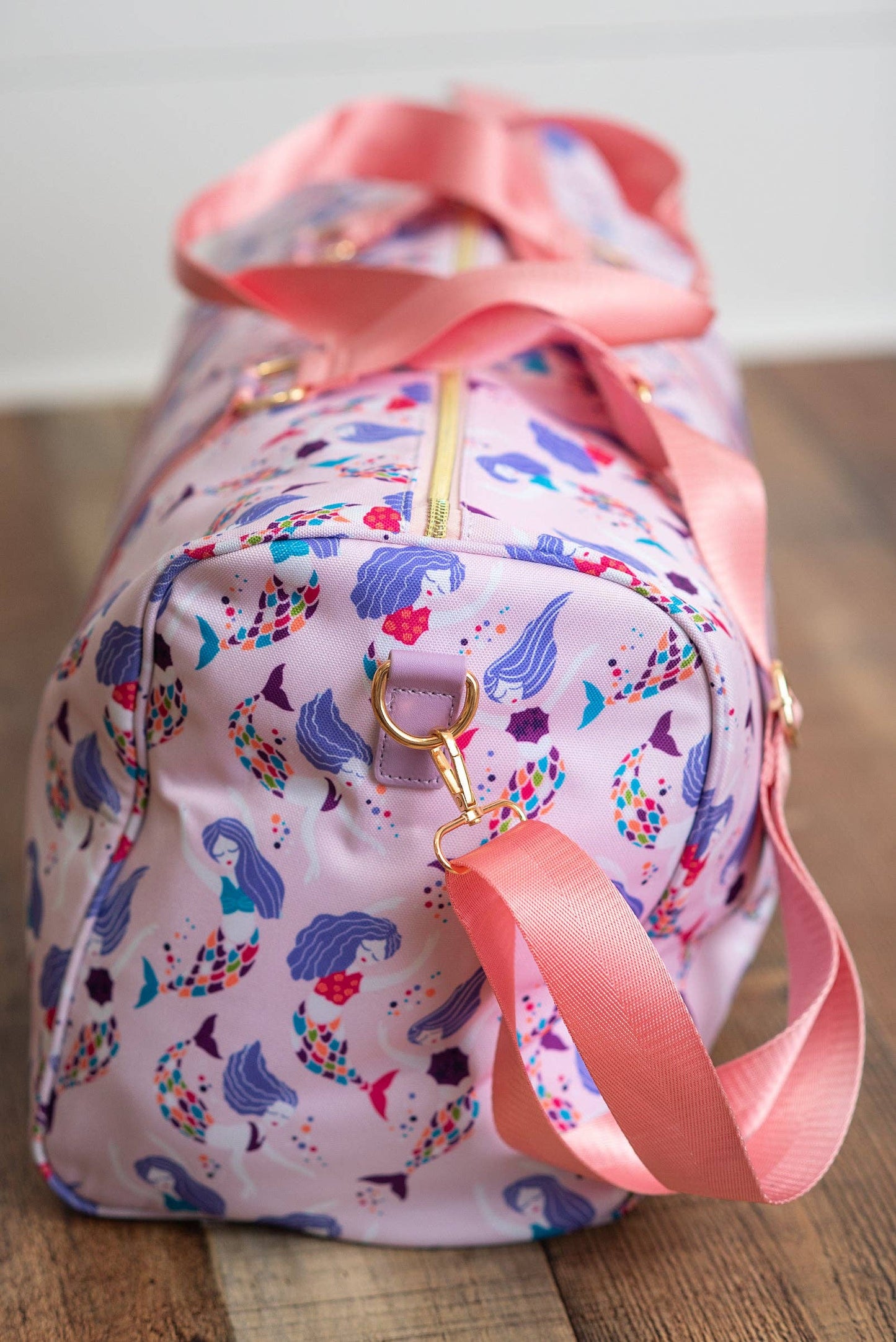 Kids Pink & Purple Mermaid Weekender Swim Travel Bag: One Size