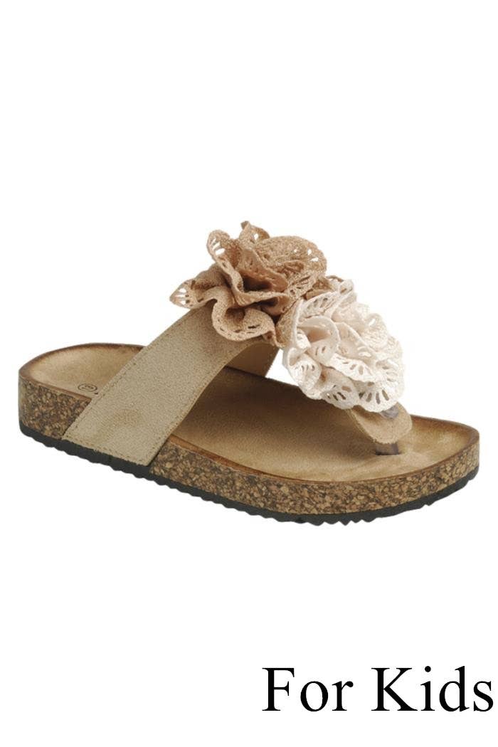 Kids Flip Flop Sandal Shoes FL-BACON-58K: TAUPE / E18
