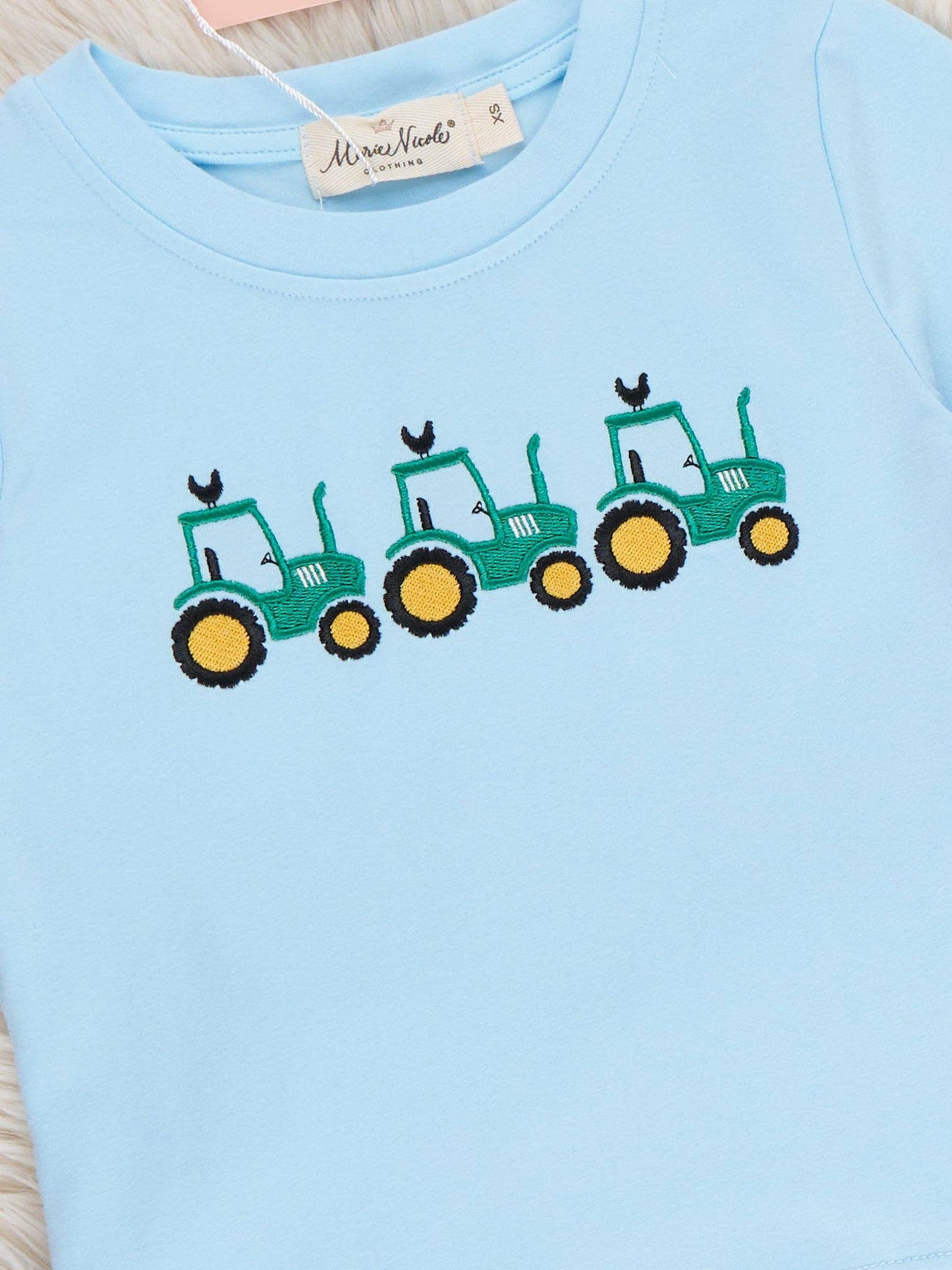 Little Farmer’s Fun Embroidered Plaid Outfit: M(3yrs)