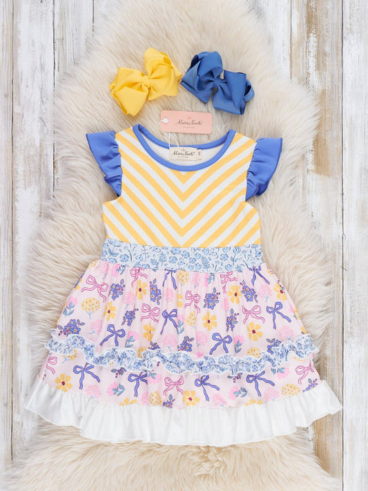 Sunny Striped Floral Ruffle Dress: XL(5yrs)