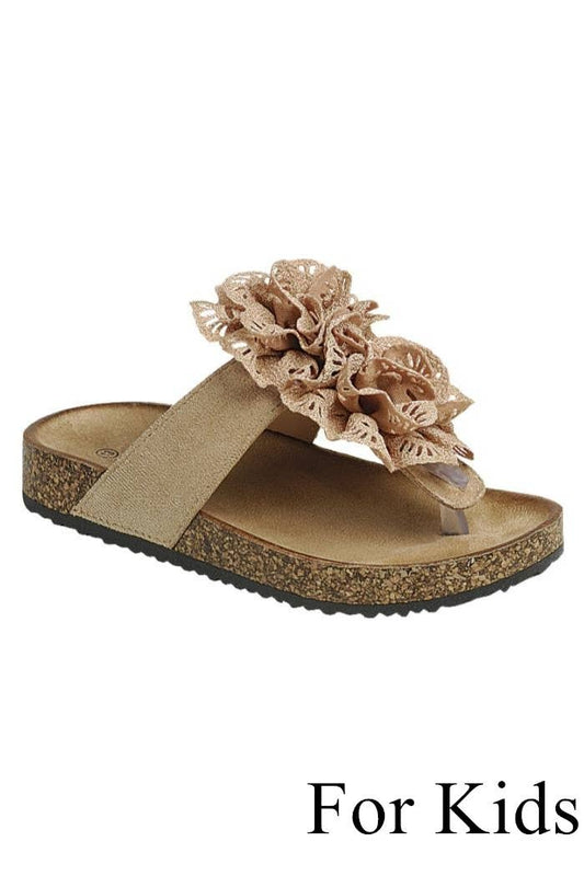 Kids Flip Flop Sandal Shoes FL-BACON-58K: TAUPE / E18