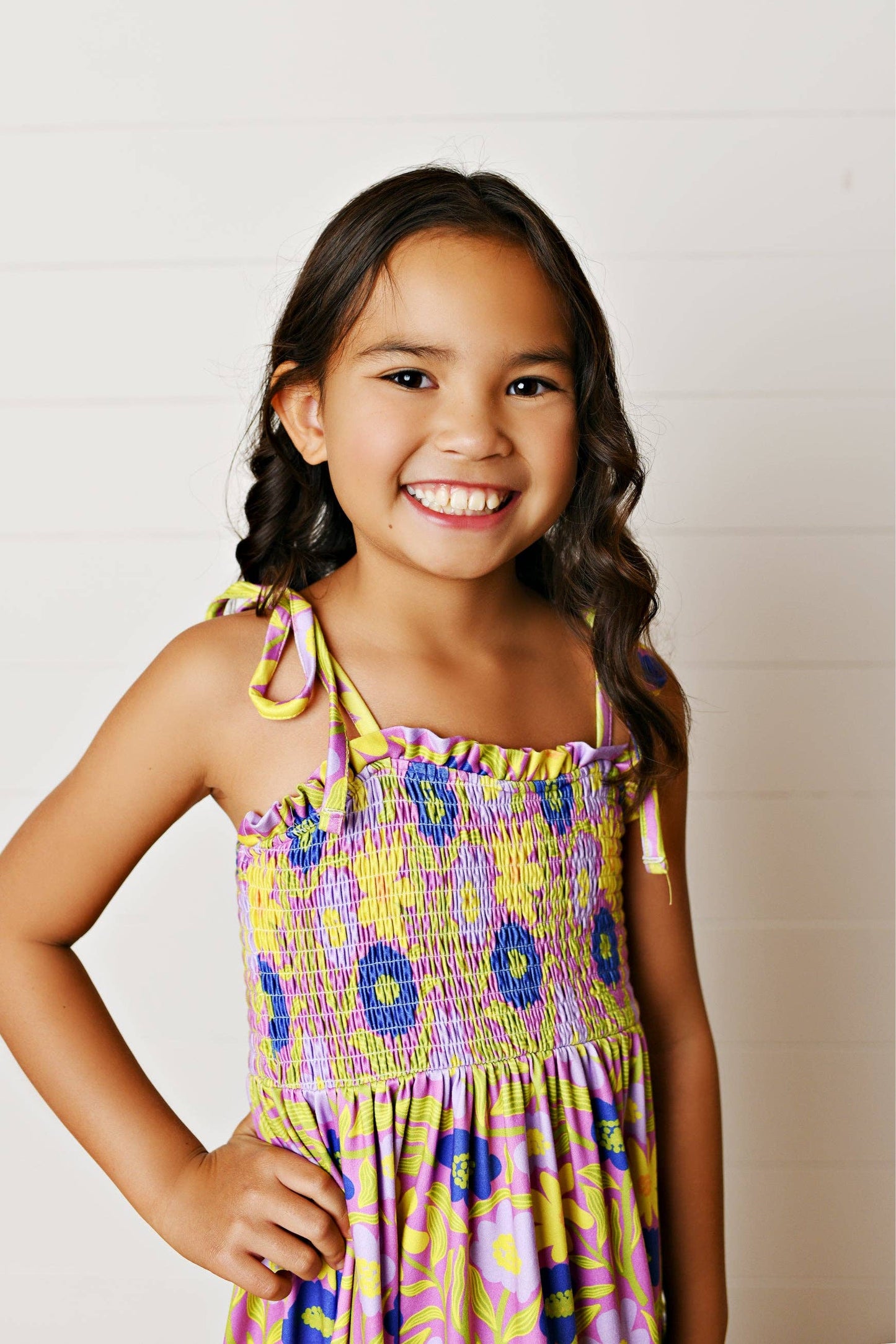 Kids Leilani Lavender Floral Tiered Summer Maxi Dress: 5/6