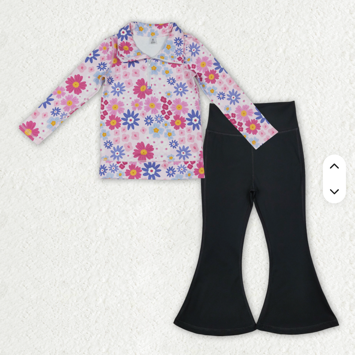 Pink Flower Yoga pants set with Zip collar