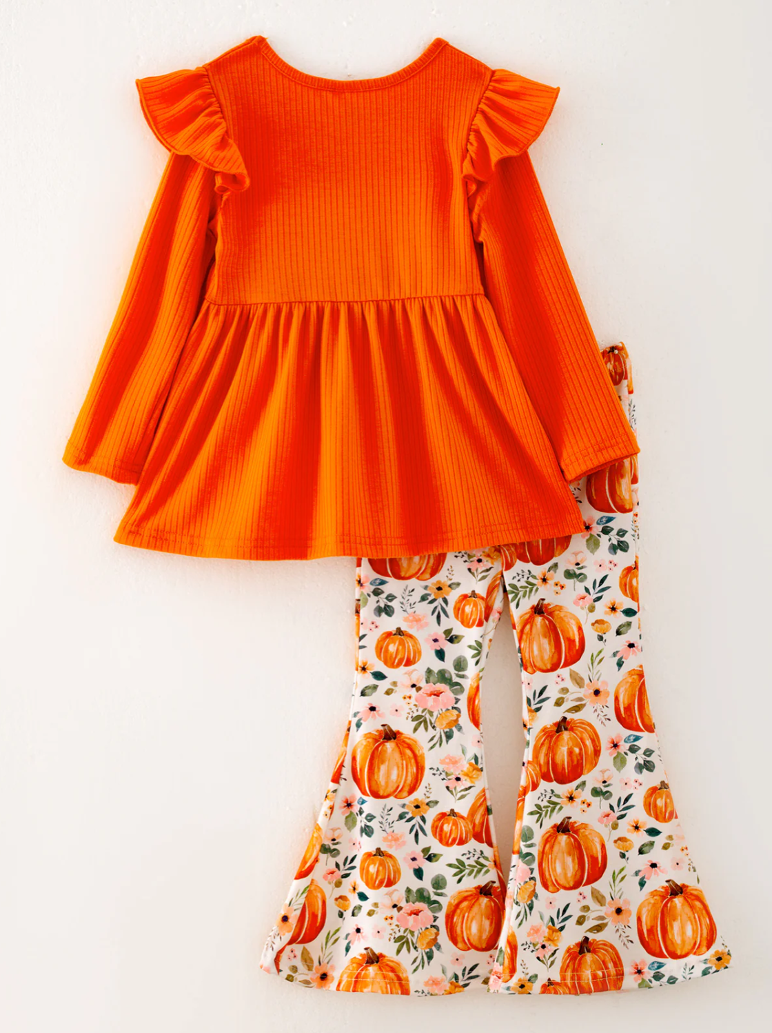 Girls Fall Pumpkin Print Set