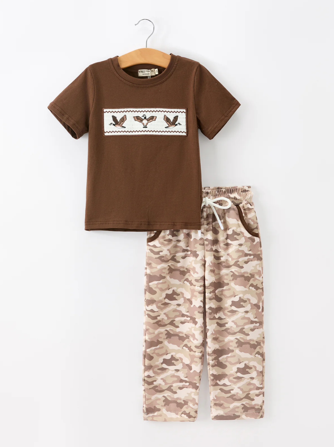 Duck Embroidery Camo Boy Pant Set