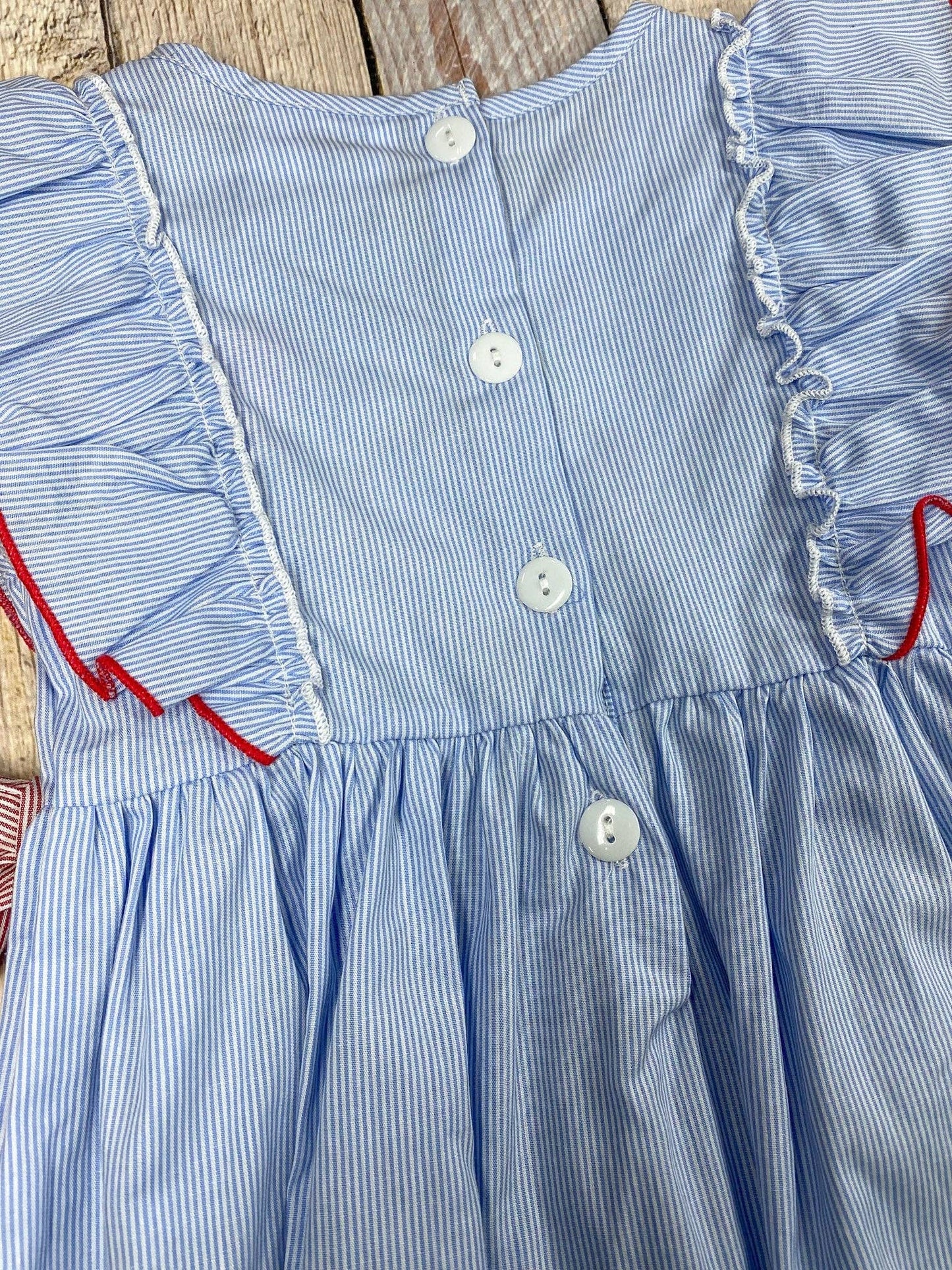 Apple Stripe Tie Applique Dress | Girls Back to School Dress: 5T