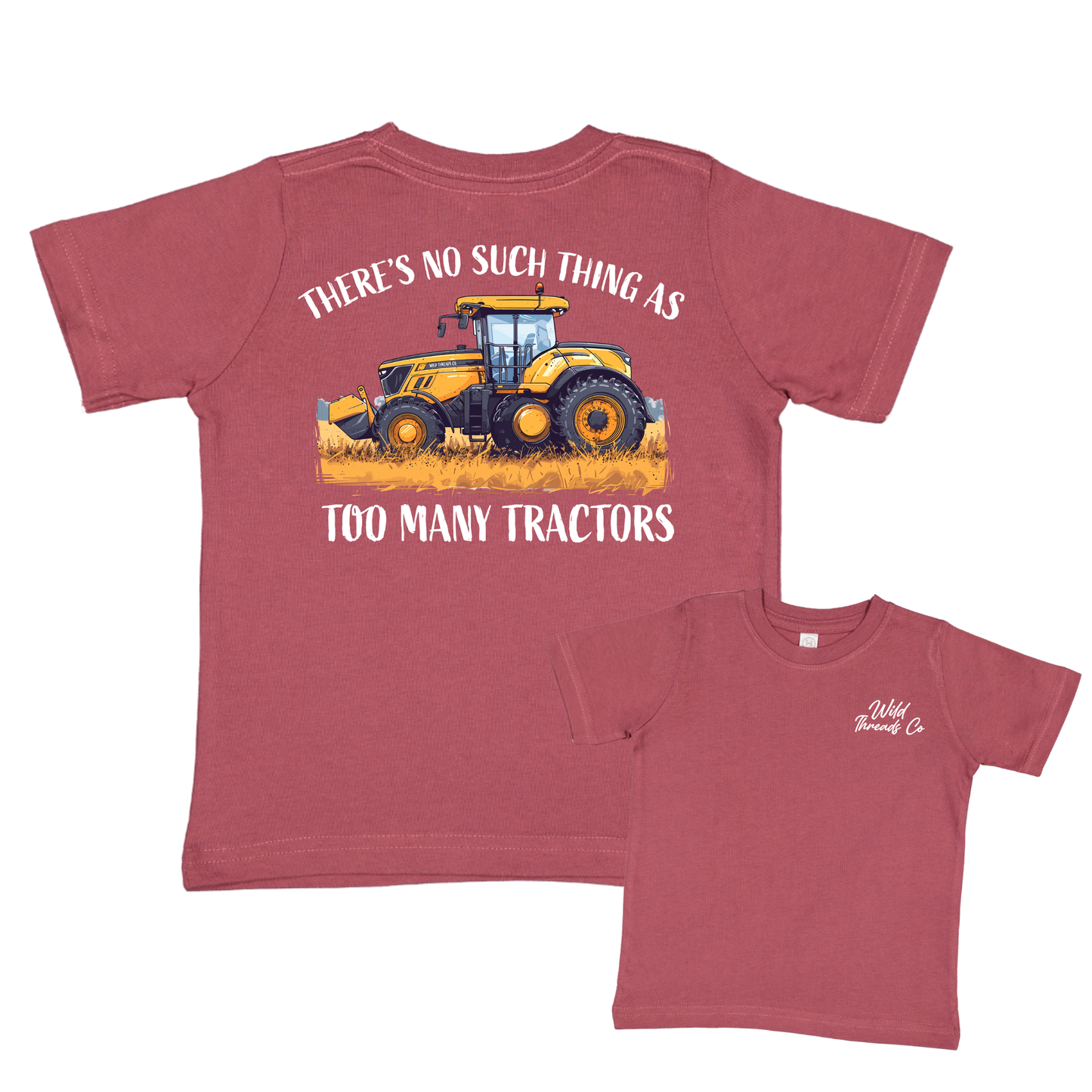 Too Many Tractors Tee: Denim / 5/6