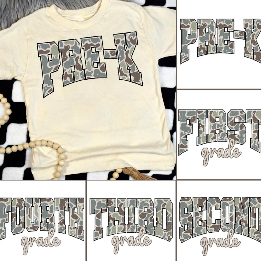 Old Camo Back to School Boy Shirts: Pre-k / Youth Small