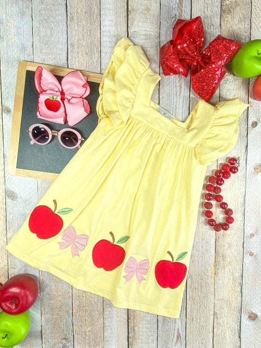 Apples & Bows Yellow Dress: 5T