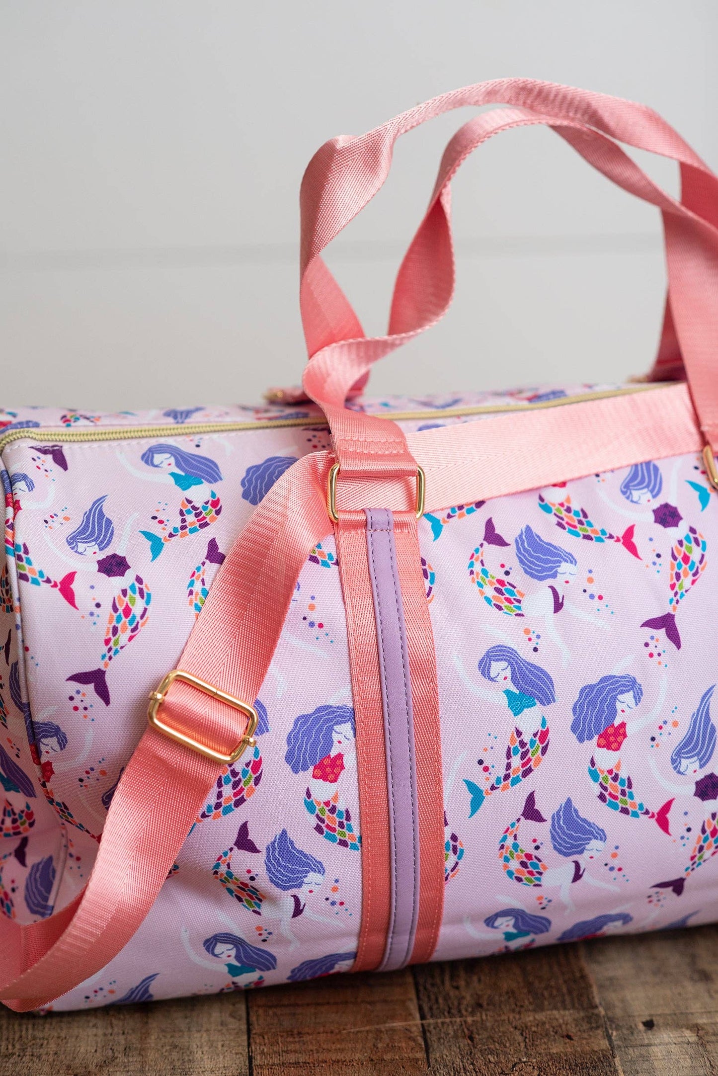 Kids Pink & Purple Mermaid Weekender Swim Travel Bag: One Size