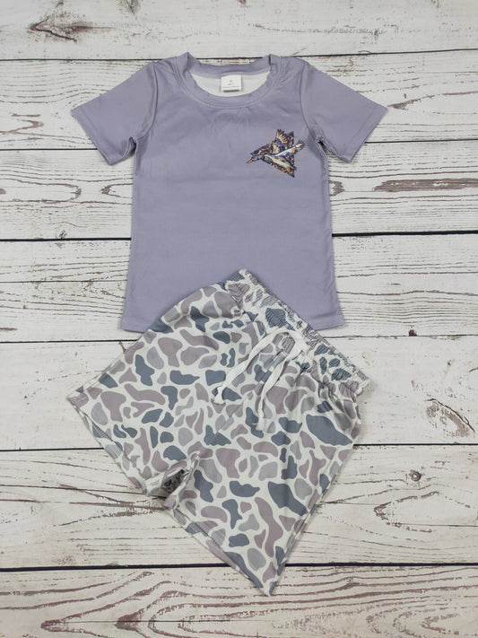 Bbay Boy Duck Camouflage Printed Shorts Set: 3T